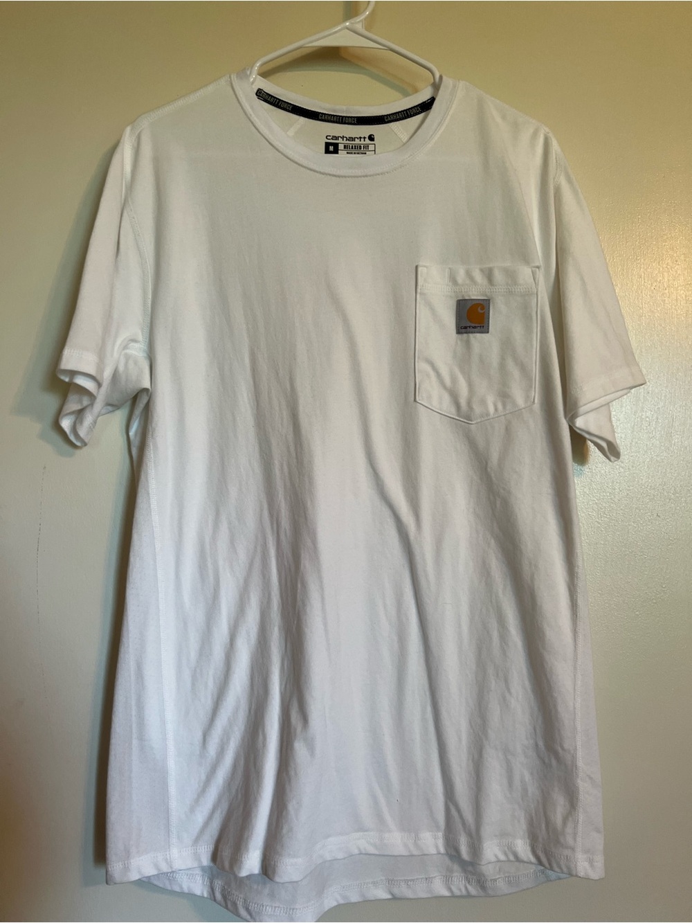 Carhartt White Short-Sleeve Pocket Tee with Logo Patch